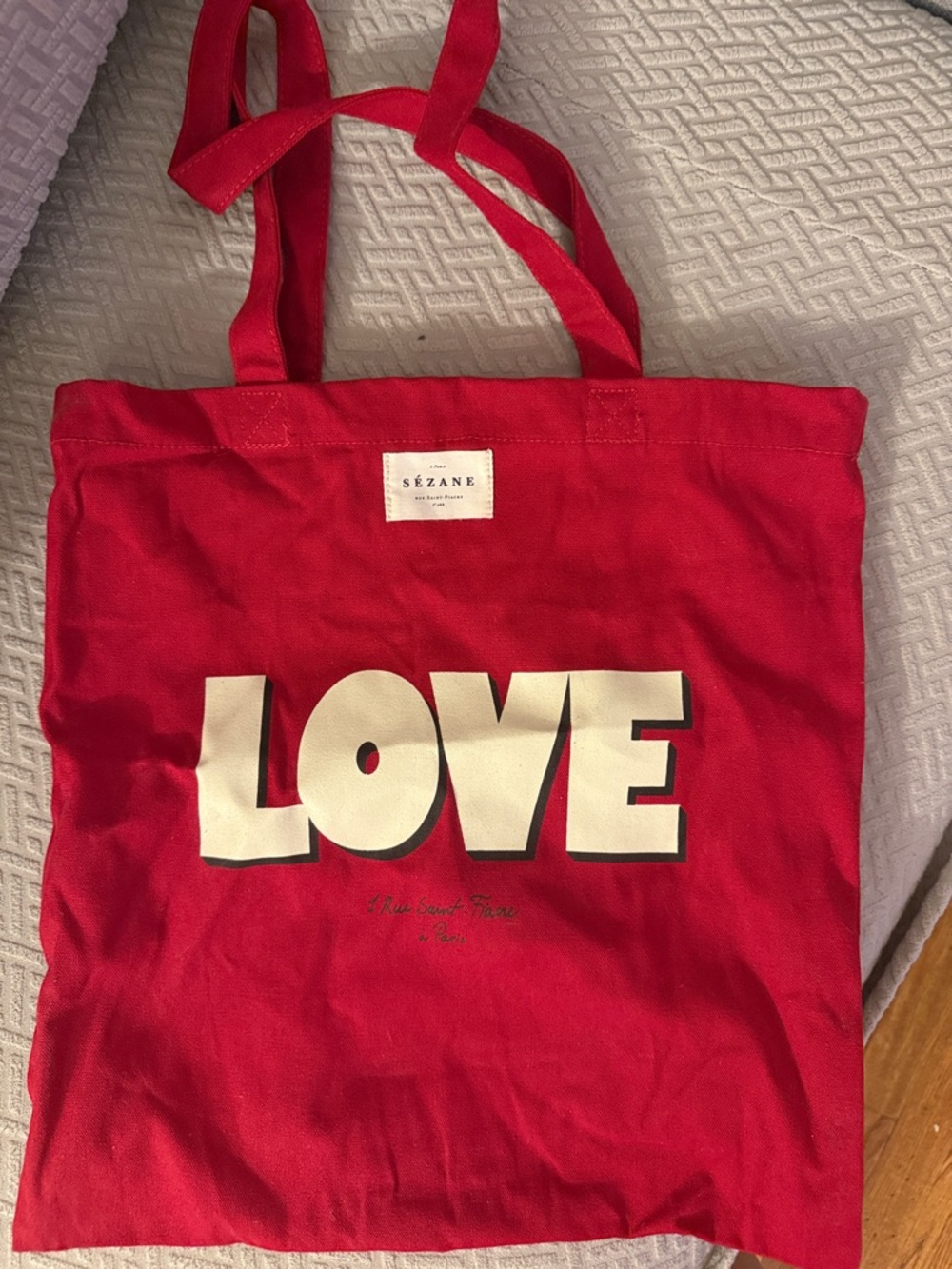 Sézane ‘LOVE' Canvas Tote Bag